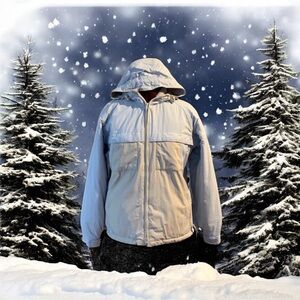 Legion Winter Jacket pale blue&pale grey,adjustable straps&hood Women S Youth XL